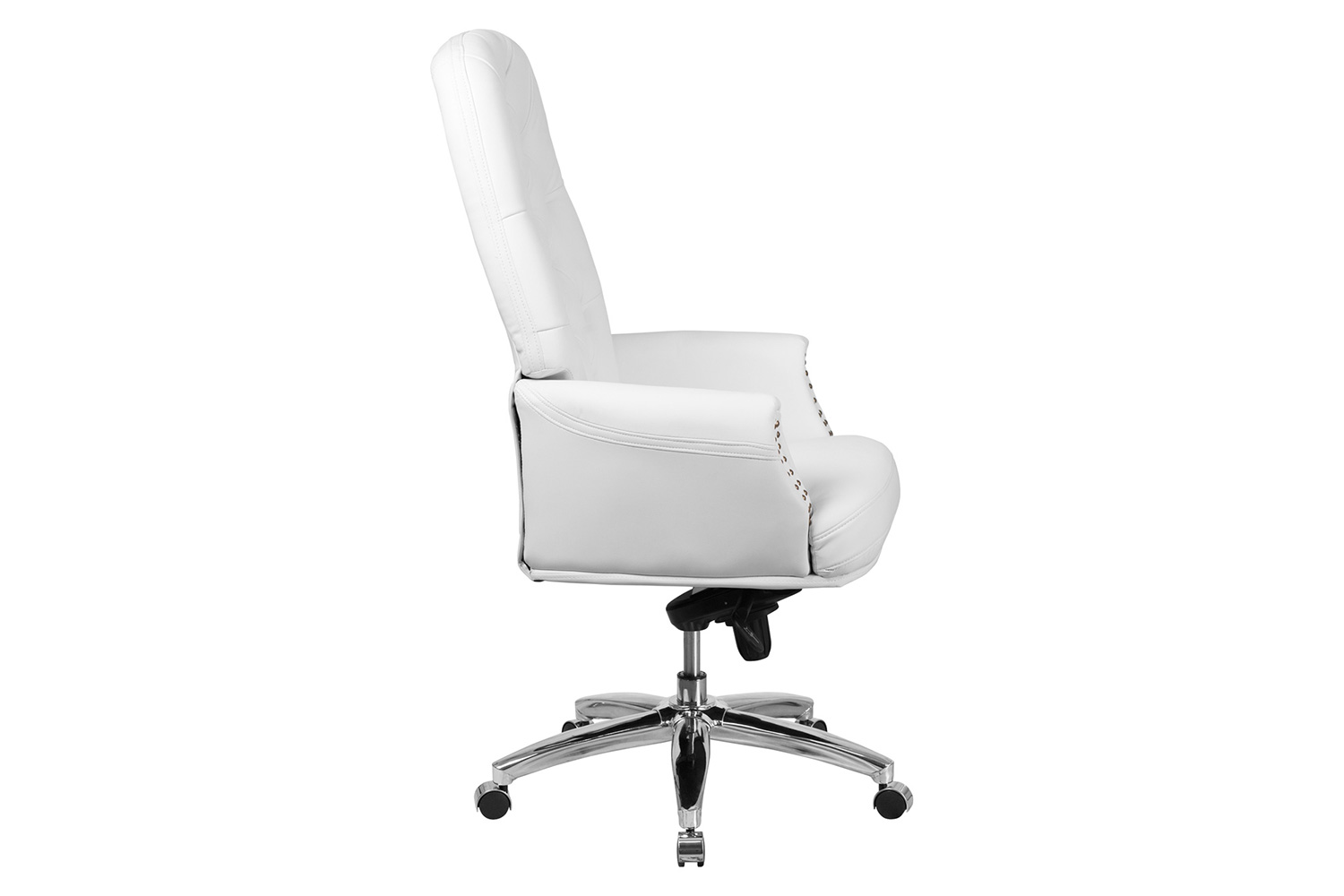 BLNK Hansel LeatherSoft High-Back Traditional Tufted Multifunction Executive Swivel Ergonomic Office Chair with Arms - White