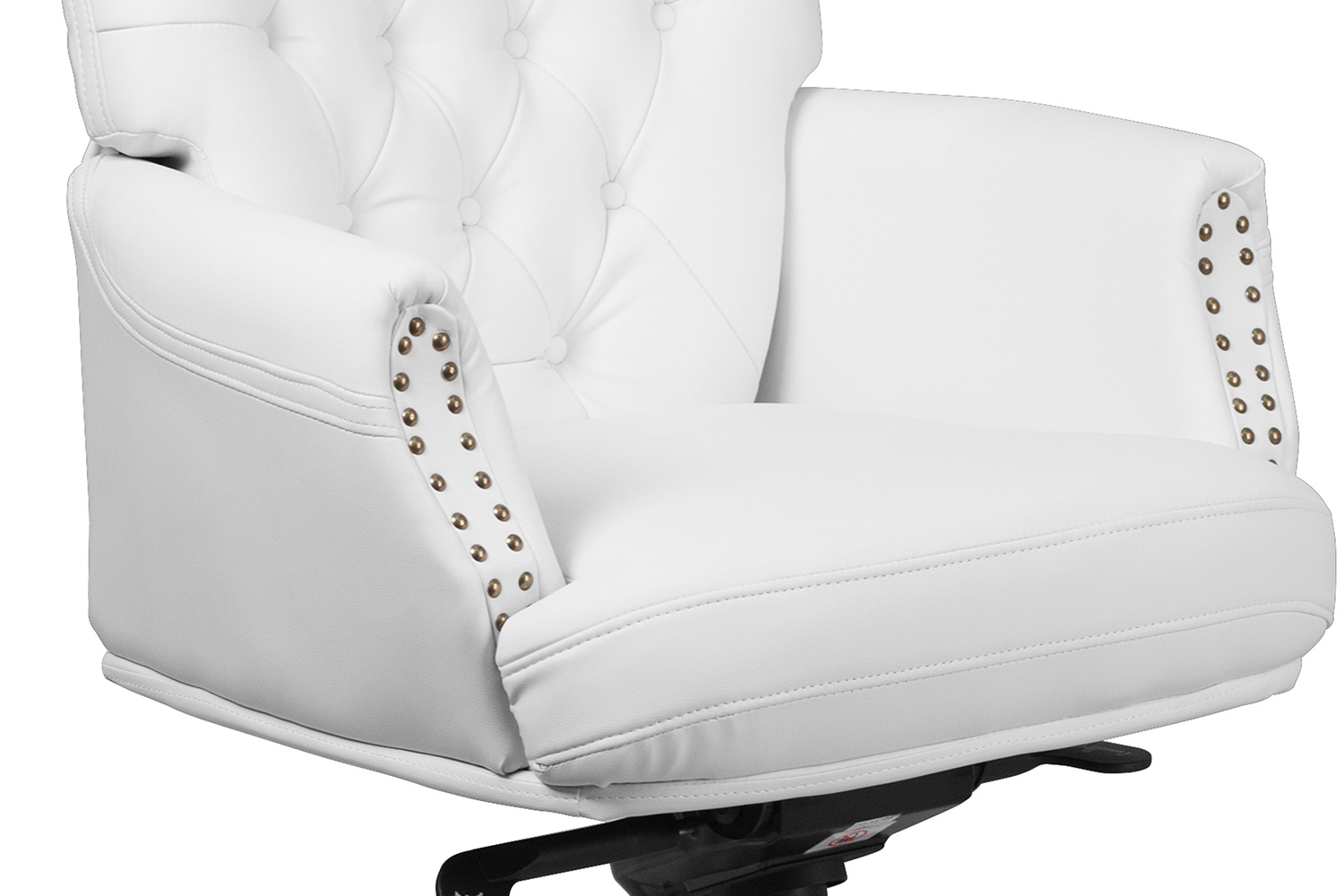 BLNK Hansel LeatherSoft High-Back Traditional Tufted Multifunction Executive Swivel Ergonomic Office Chair with Arms - White