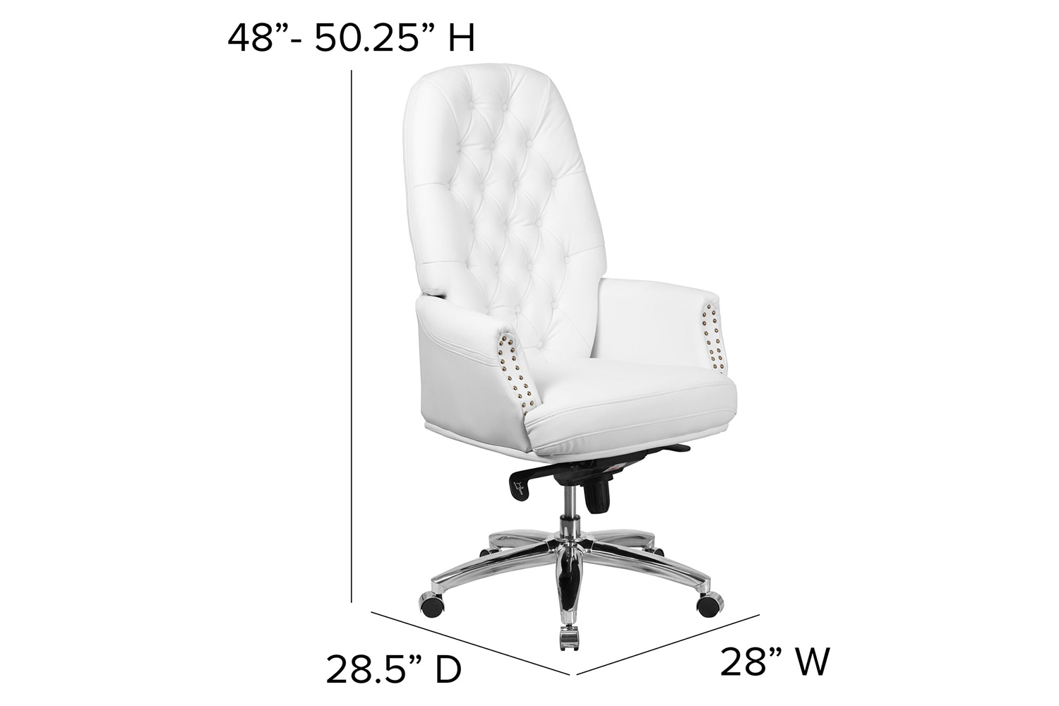 BLNK Hansel LeatherSoft High-Back Traditional Tufted Multifunction Executive Swivel Ergonomic Office Chair with Arms - White