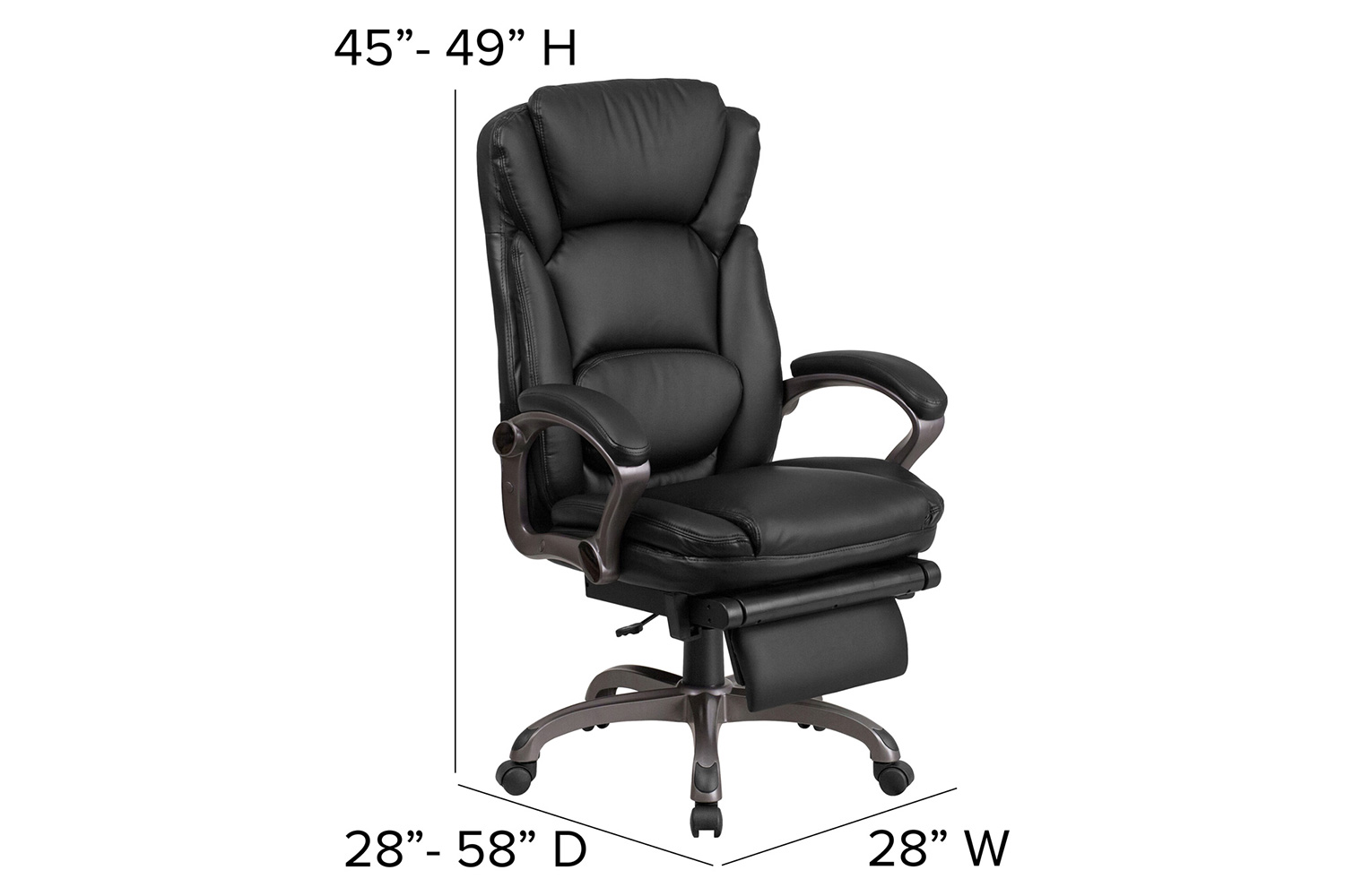 BLNK - Martin LeatherSoft High-Back Executive Reclining Ergonomic Swivel Office Chair with Outer Lumbar Cushion and Arms