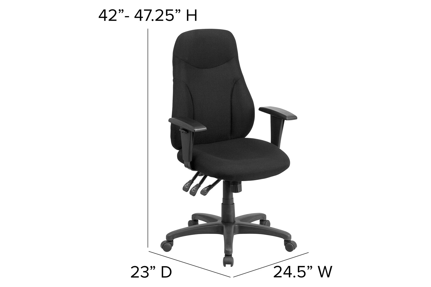 BLNK Hughes Fabric High-Back Multifunction Swivel Ergonomic Task Office Chair - with Adjustable Arms