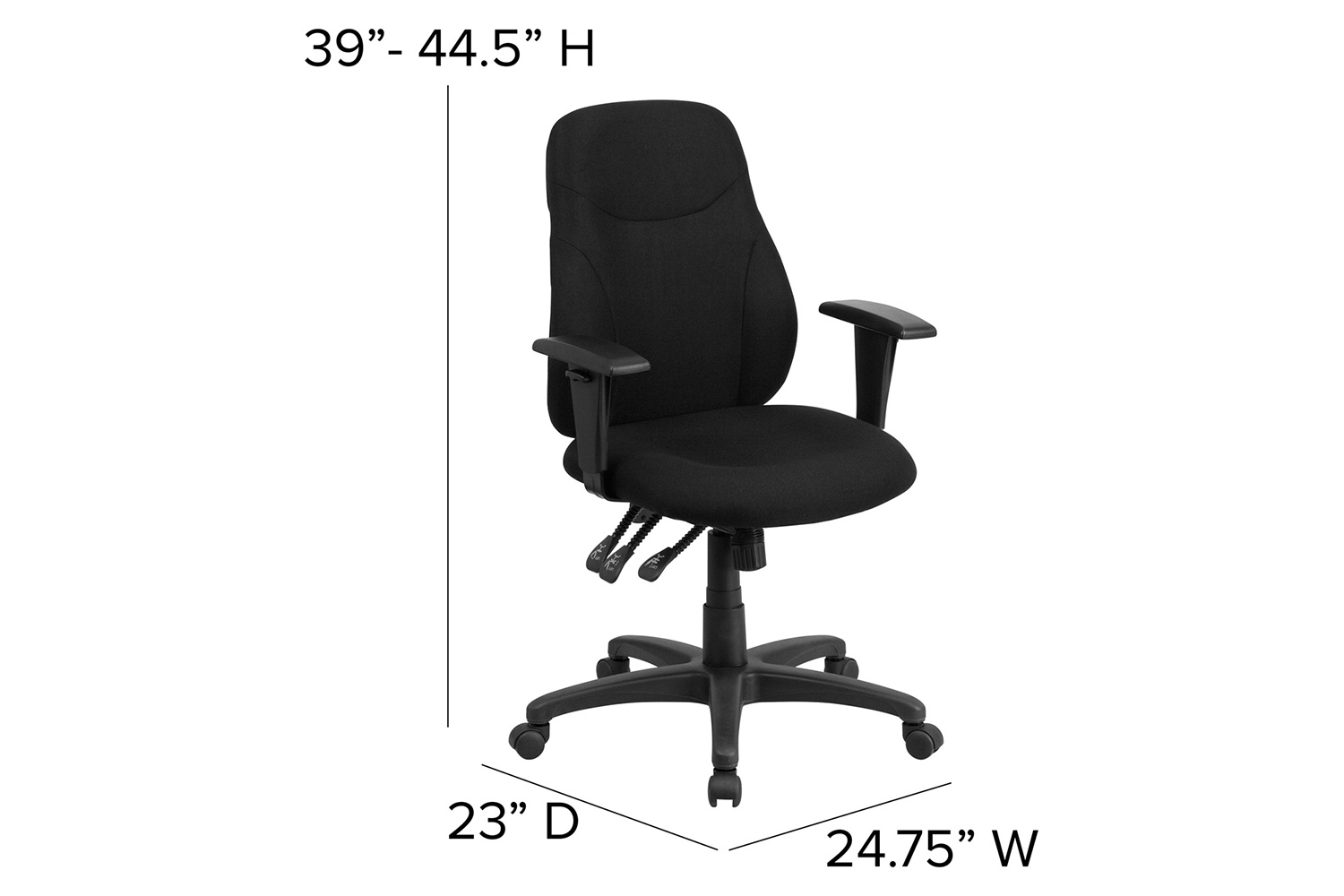 BLNK Brandy Fabric Mid-Back Multifunction Swivel Ergonomic Task Office Chair - with Adjustable Arms