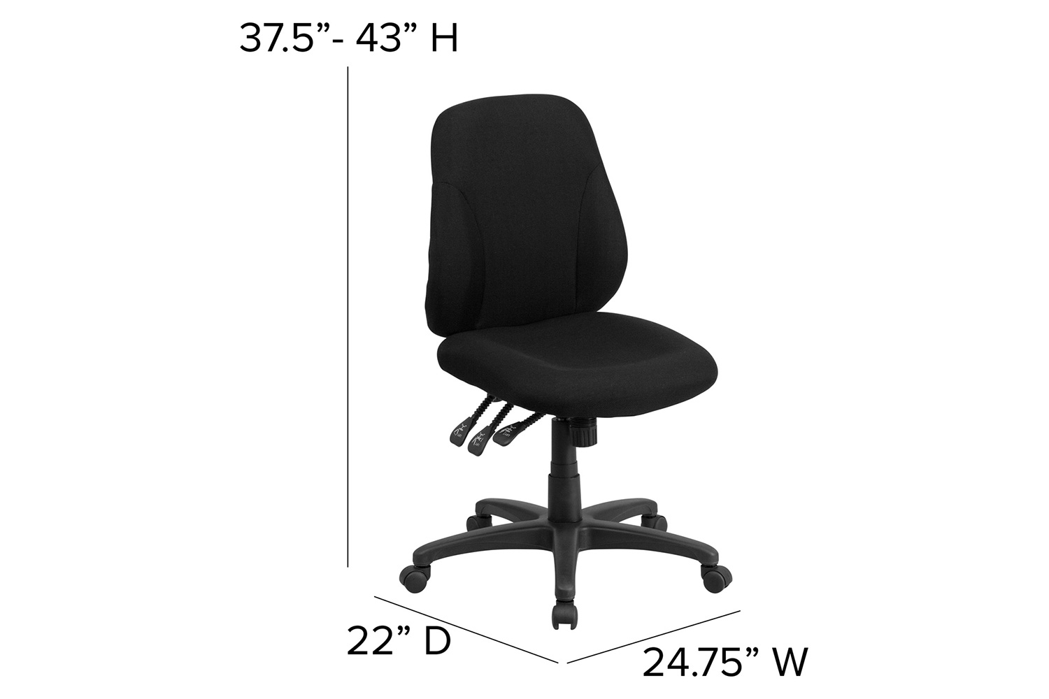 BLNK - Wade Fabric Mid-Back Multifunction Swivel Ergonomic Task Office Chair