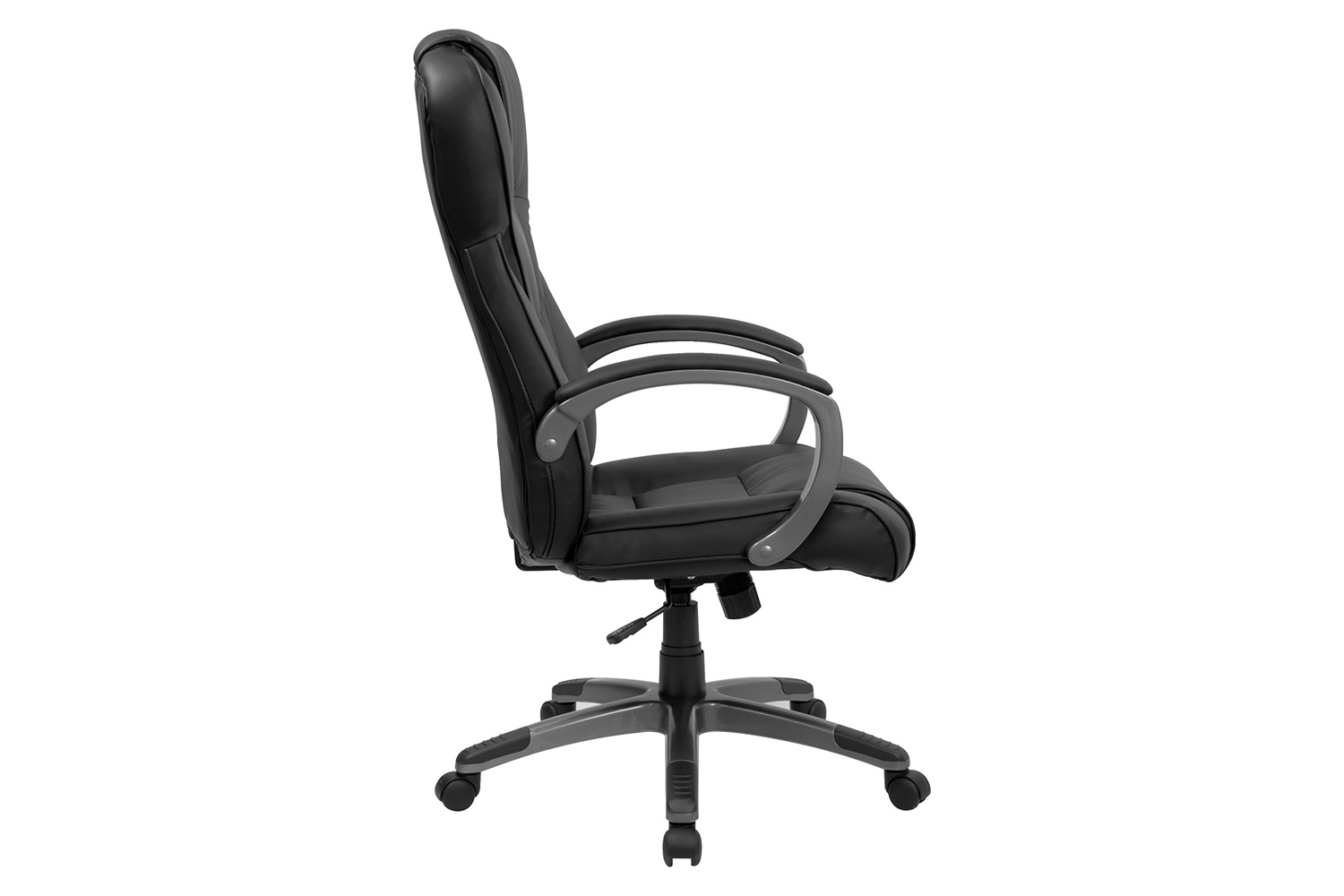 BLNK Hansel LeatherSoft High-Back Executive Swivel Office Chair with Titanium Nylon Base and Loop Arms - Black