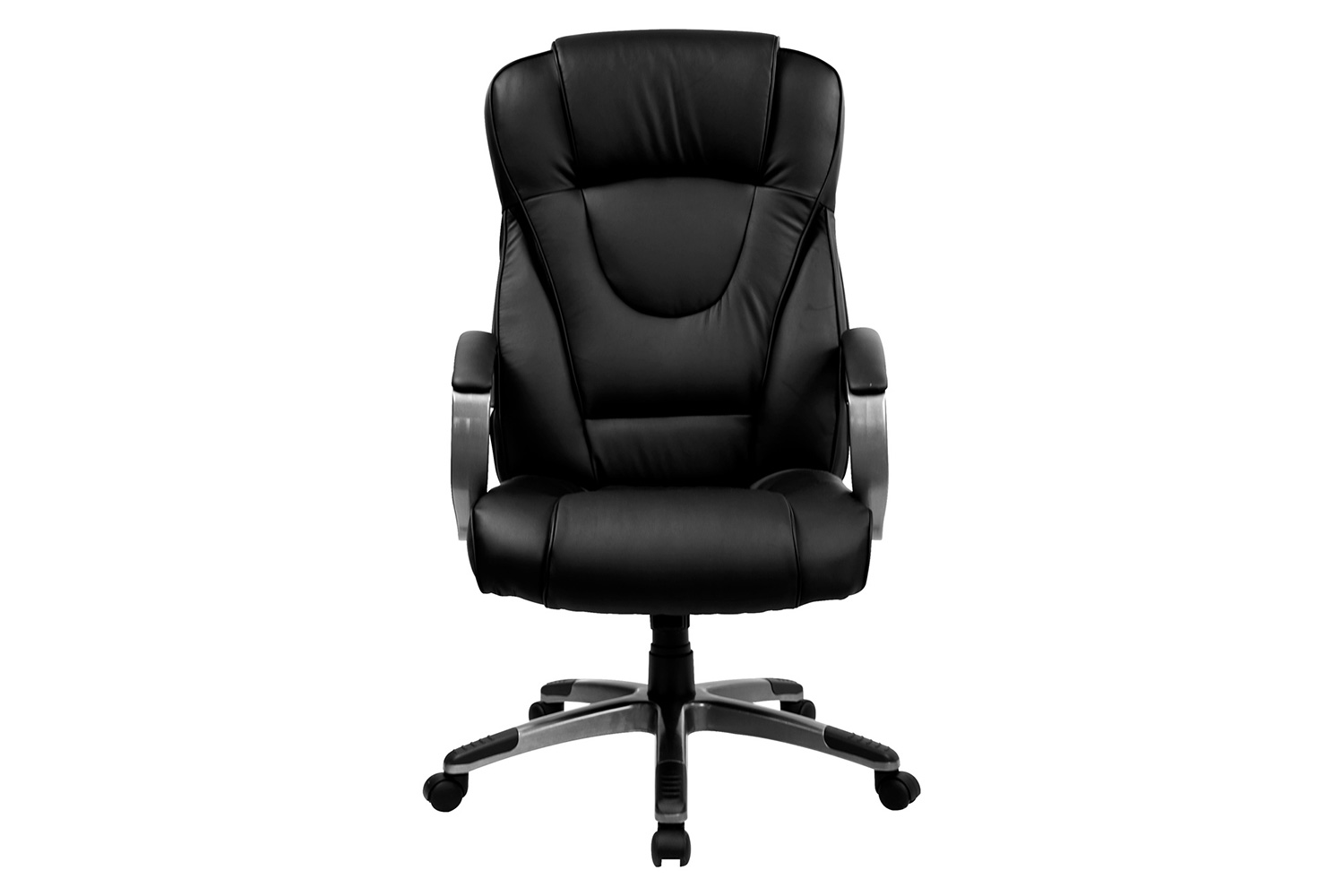 BLNK Hansel LeatherSoft High-Back Executive Swivel Office Chair with Titanium Nylon Base and Loop Arms - Black