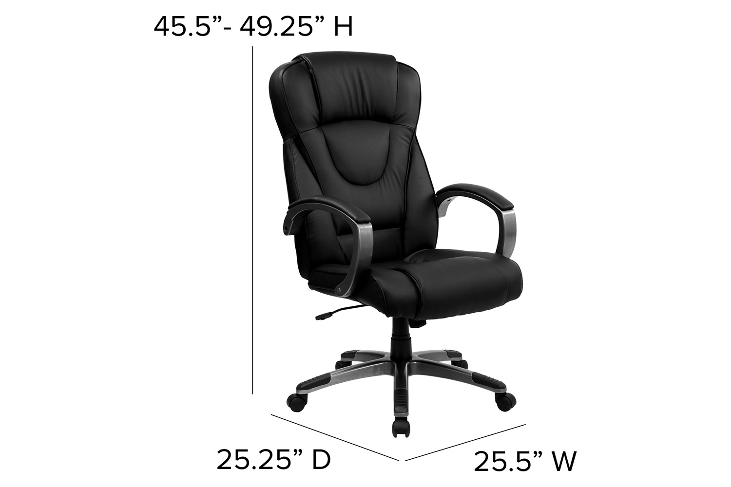 BLNK Hansel LeatherSoft High-Back Executive Swivel Office Chair with Titanium Nylon Base and Loop Arms - Black