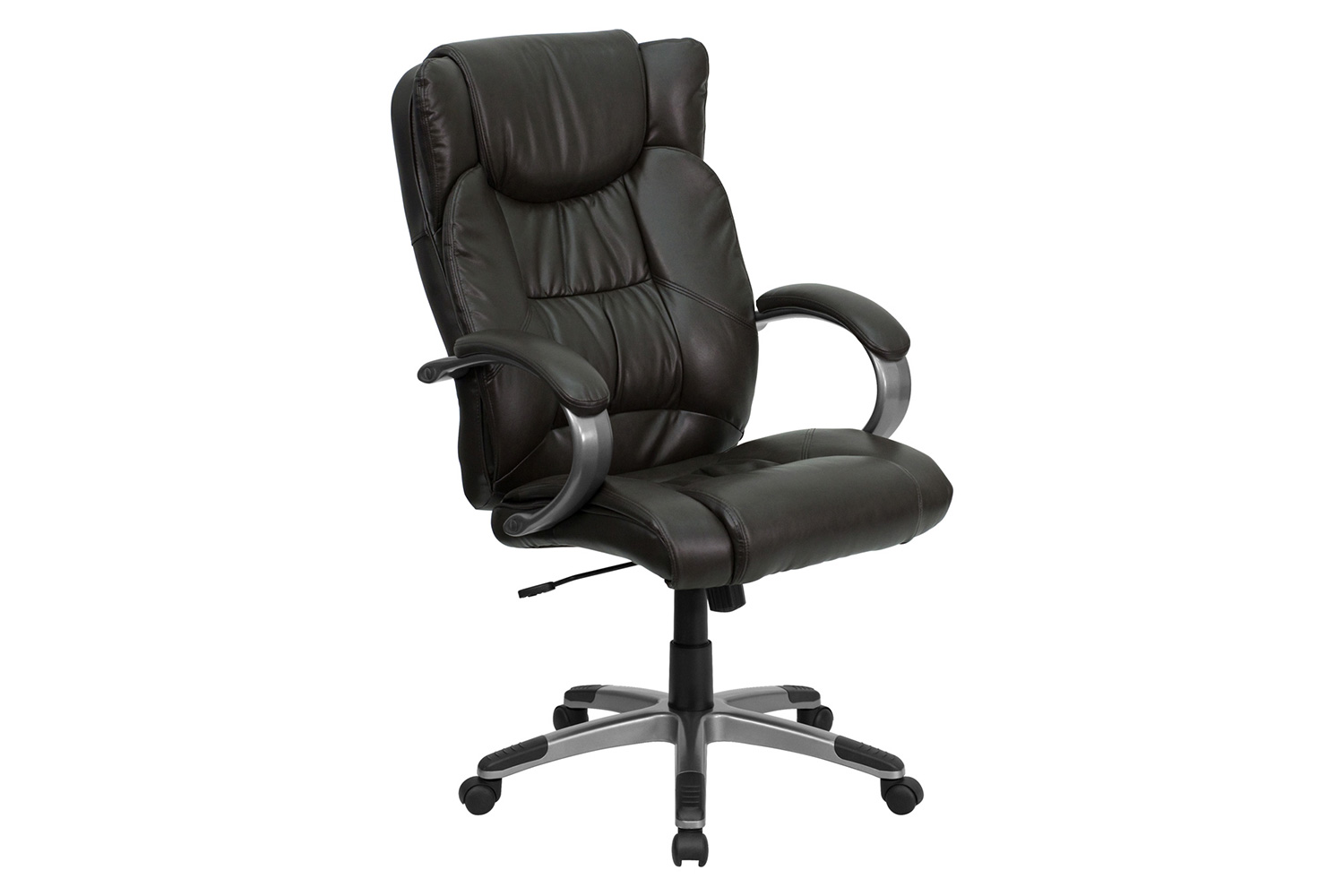 BLNK Hansel LeatherSoft High-Back Executive Swivel Office Chair with Titanium Nylon Base and Loop Arms - Espresso Brown