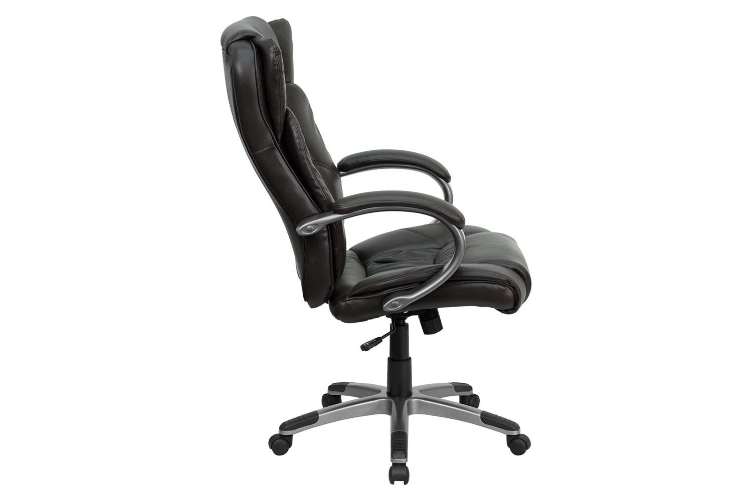 BLNK Hansel LeatherSoft High-Back Executive Swivel Office Chair with Titanium Nylon Base and Loop Arms - Espresso Brown