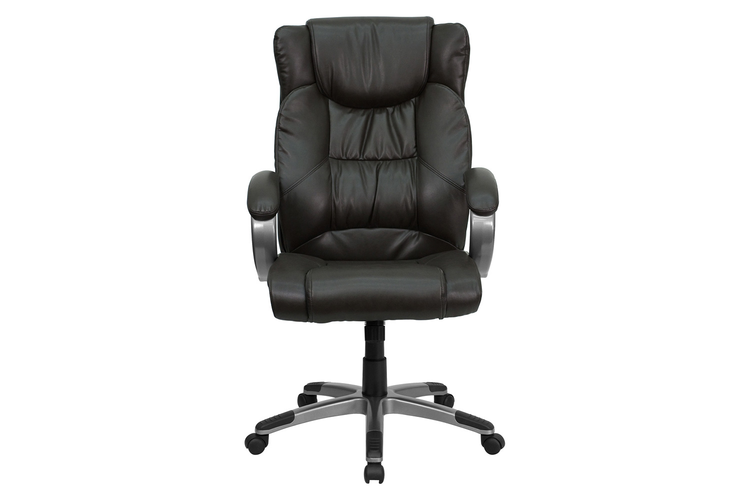 BLNK Hansel LeatherSoft High-Back Executive Swivel Office Chair with Titanium Nylon Base and Loop Arms - Espresso Brown