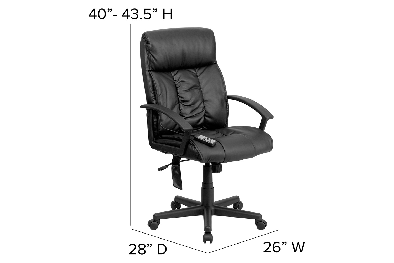 BLNK - Sumter LeatherSoft High-Back Ergonomic Massaging Executive Swivel Office Chair with Side Remote Pocket and Arms