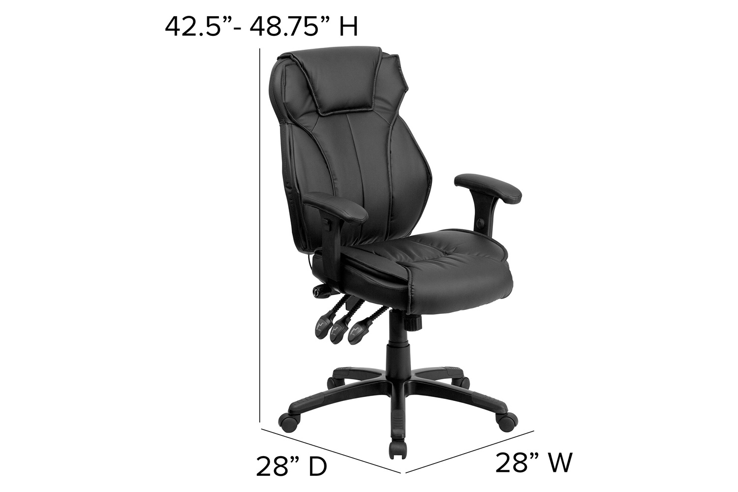 BLNK - Hansel LeatherSoft High-Back Multifunction Executive Swivel Ergonomic Office Chair with Lumbar Support Knob with Arms