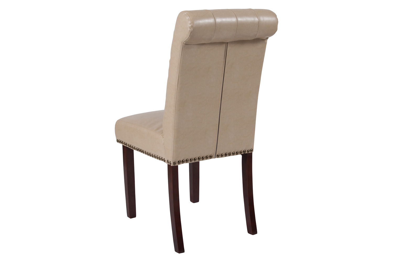 BLNK™ HERCULES Series LeatherSoft Parsons Chair with Rolled Back, Accent Nail Trim and Walnut Finish - Beige