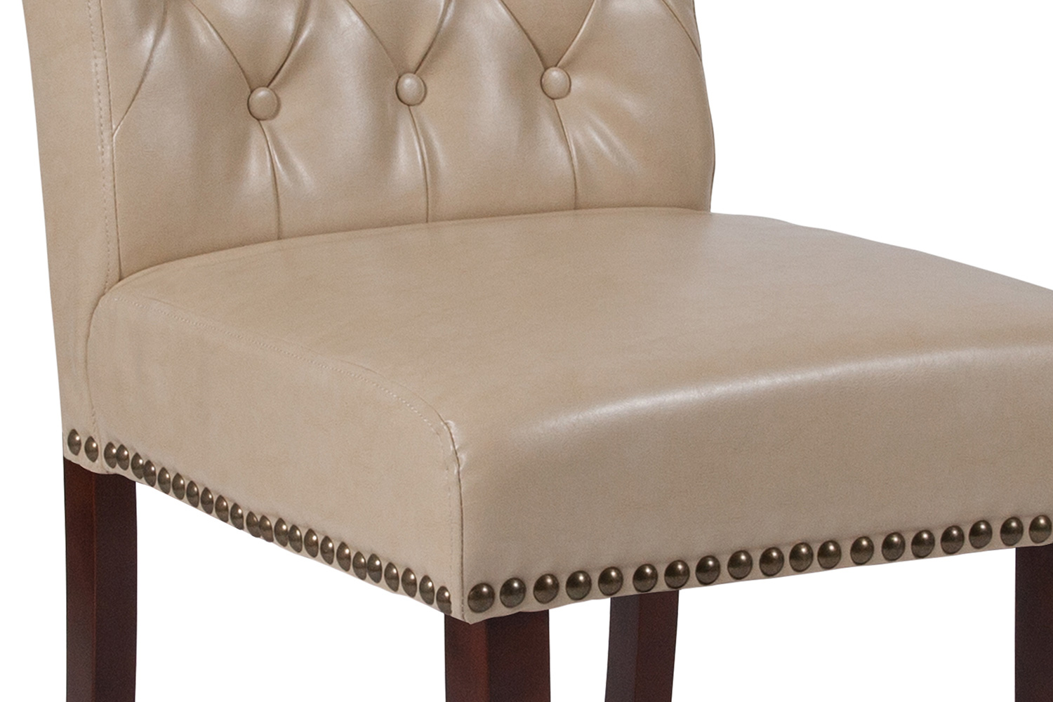 BLNK™ HERCULES Series LeatherSoft Parsons Chair with Rolled Back, Accent Nail Trim and Walnut Finish - Beige