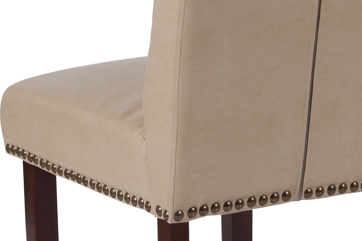 BLNK™ HERCULES Series LeatherSoft Parsons Chair with Rolled Back, Accent Nail Trim and Walnut Finish - Beige