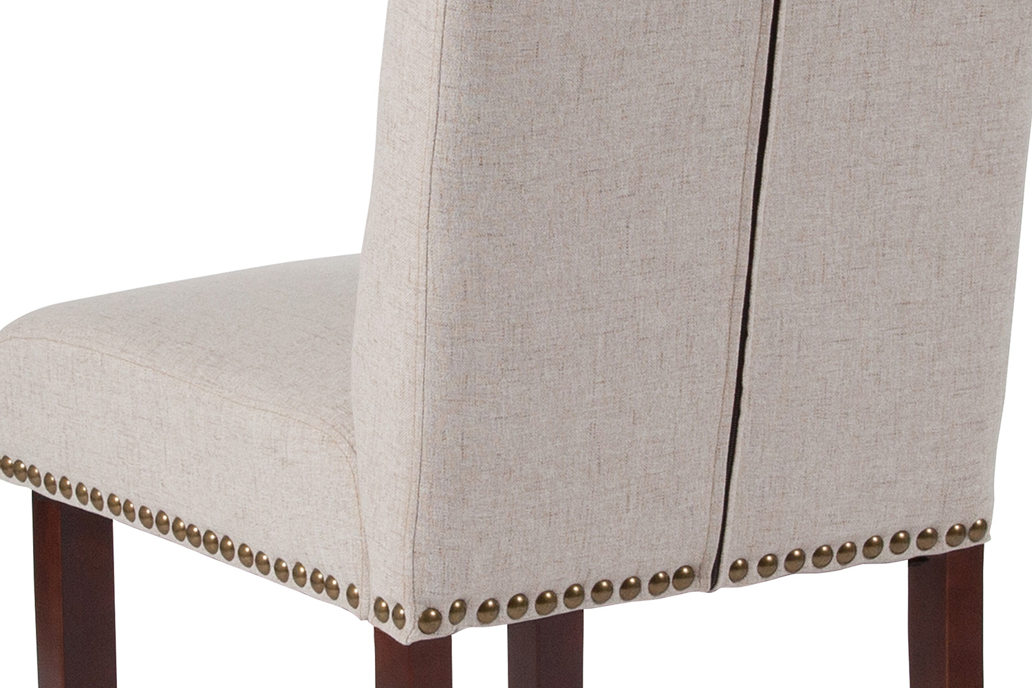 BLNK™ HERCULES Series Fabric Parsons Chair with Rolled Back, Accent Nail Trim and Walnut Finish - Beige