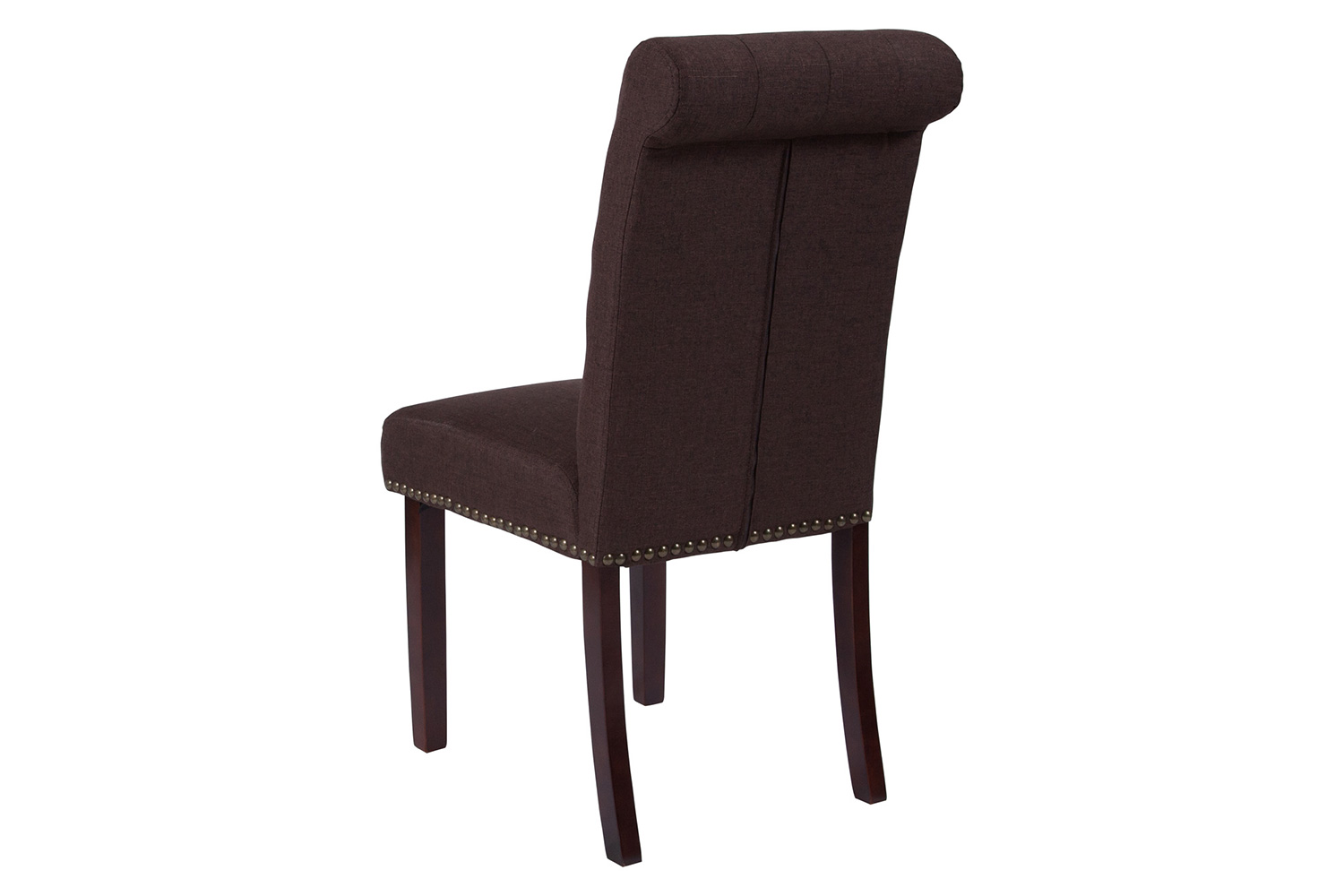 BLNK™ HERCULES Series Fabric Parsons Chair with Rolled Back, Accent Nail Trim and Walnut Finish - Brown