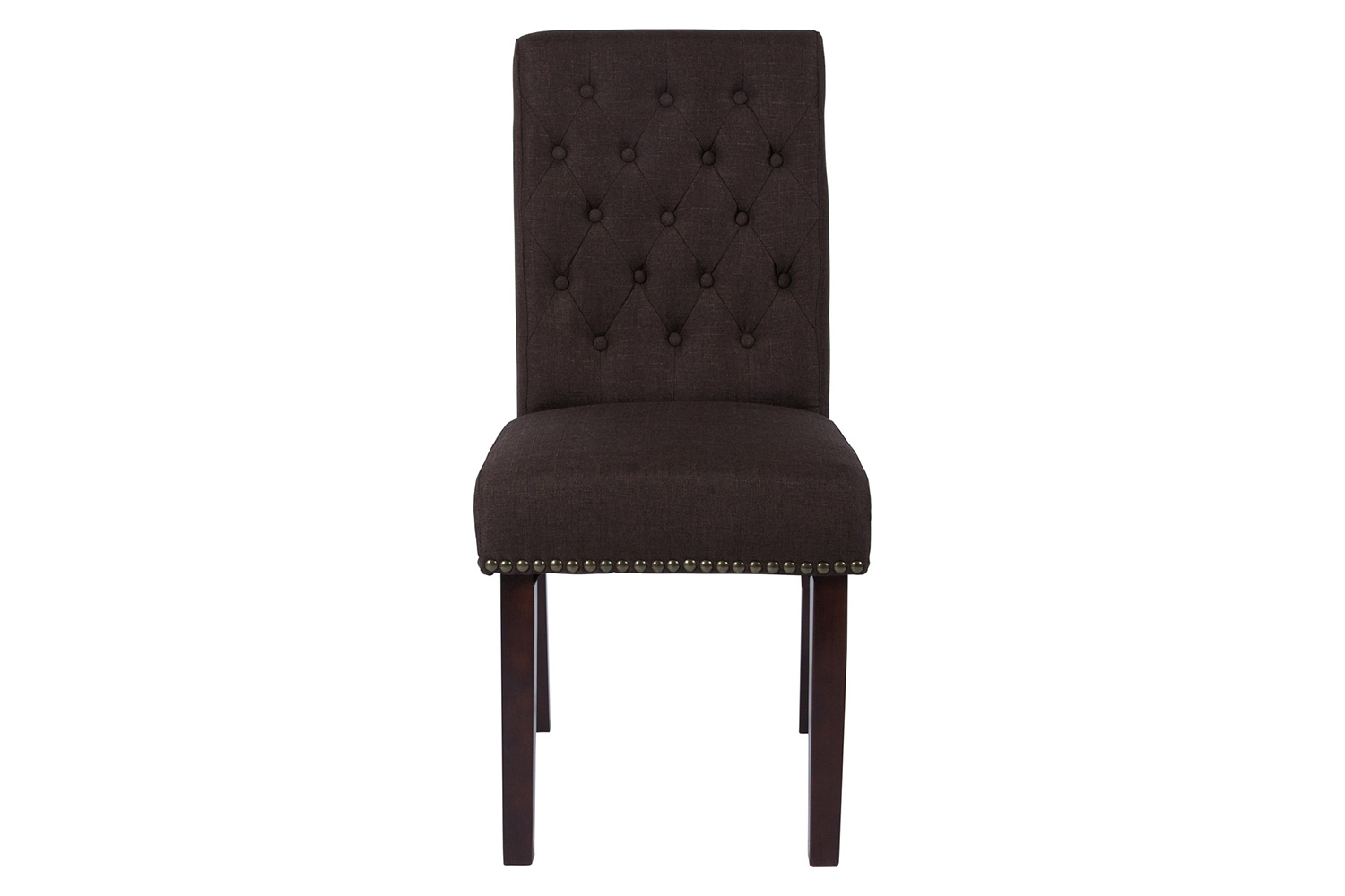 BLNK™ HERCULES Series Fabric Parsons Chair with Rolled Back, Accent Nail Trim and Walnut Finish - Brown