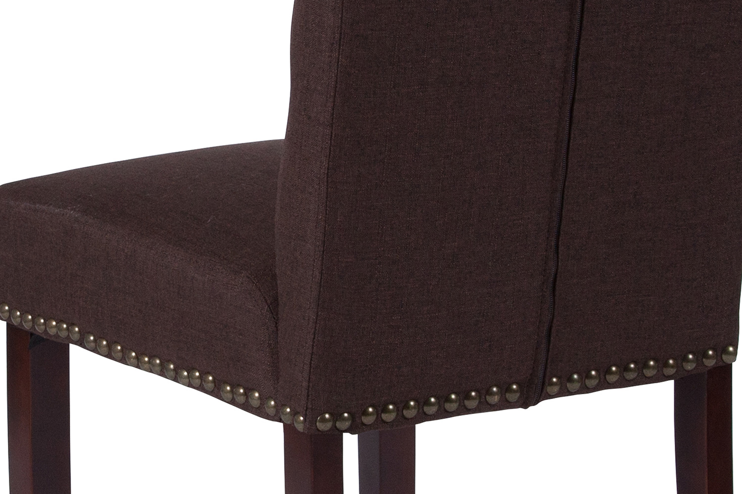 BLNK™ HERCULES Series Fabric Parsons Chair with Rolled Back, Accent Nail Trim and Walnut Finish - Brown