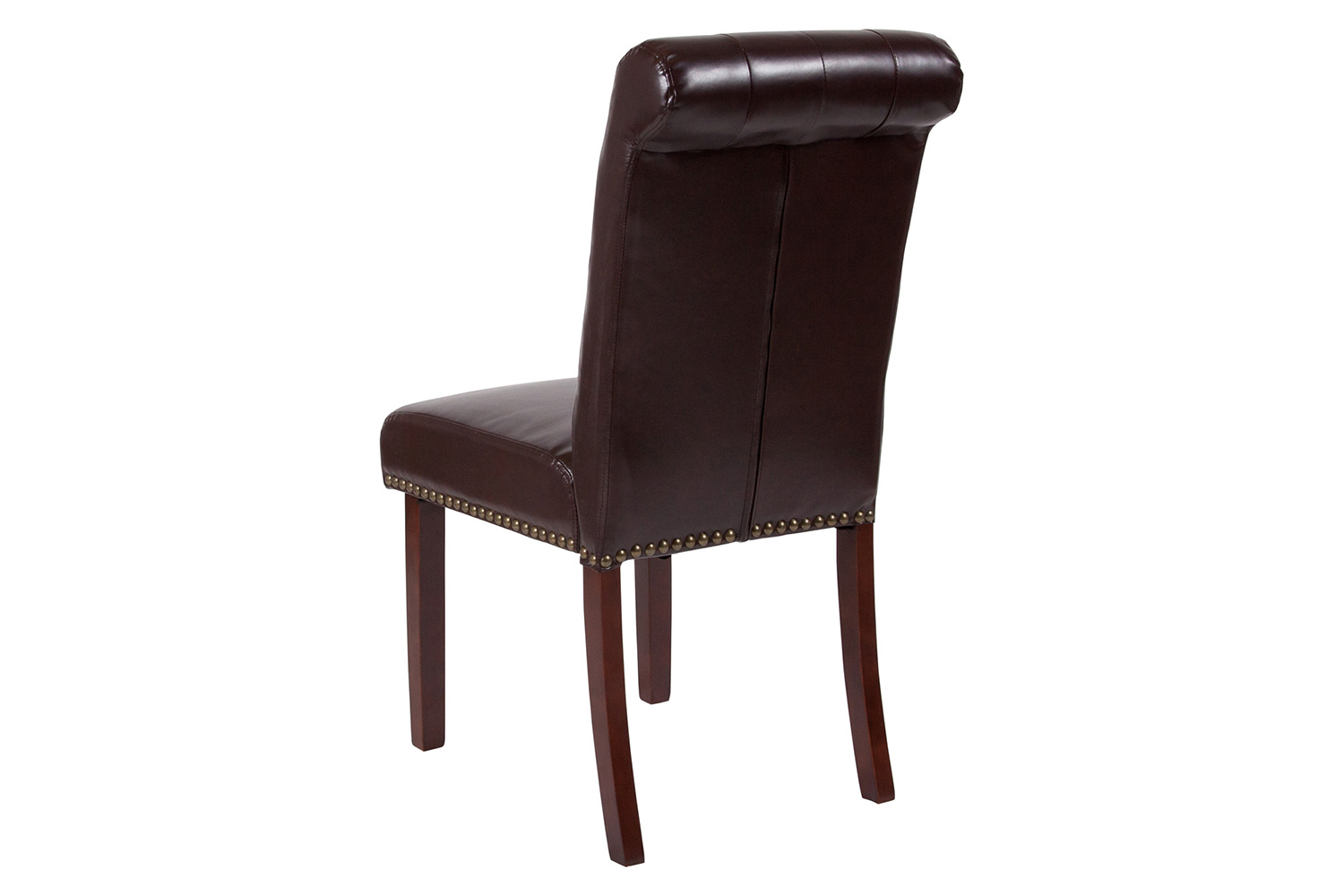 BLNK™ HERCULES Series LeatherSoft Parsons Chair with Rolled Back, Accent Nail Trim and Walnut Finish - Brown