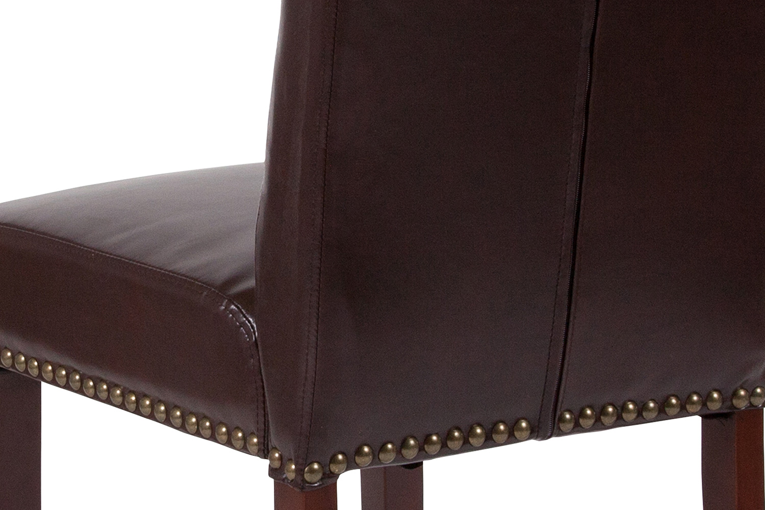 BLNK™ HERCULES Series LeatherSoft Parsons Chair with Rolled Back, Accent Nail Trim and Walnut Finish - Brown