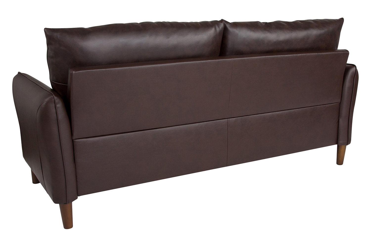 BLNK - Milton Park Upholstered Plush Pillow Back Sofa in Brown LeatherSoft