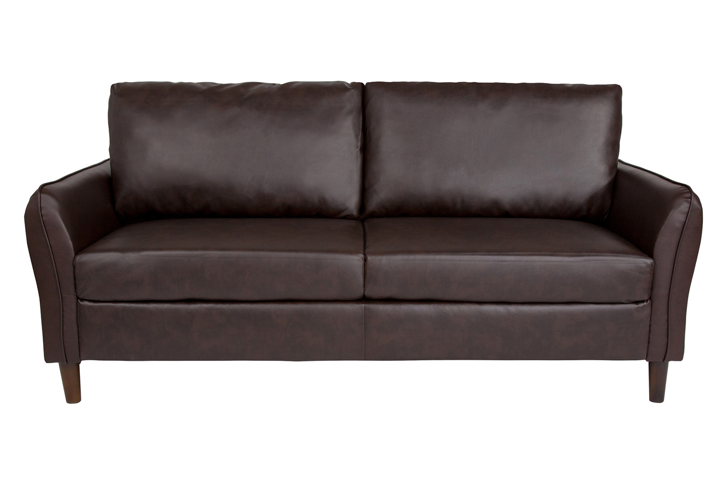 BLNK - Milton Park Upholstered Plush Pillow Back Sofa in Brown LeatherSoft