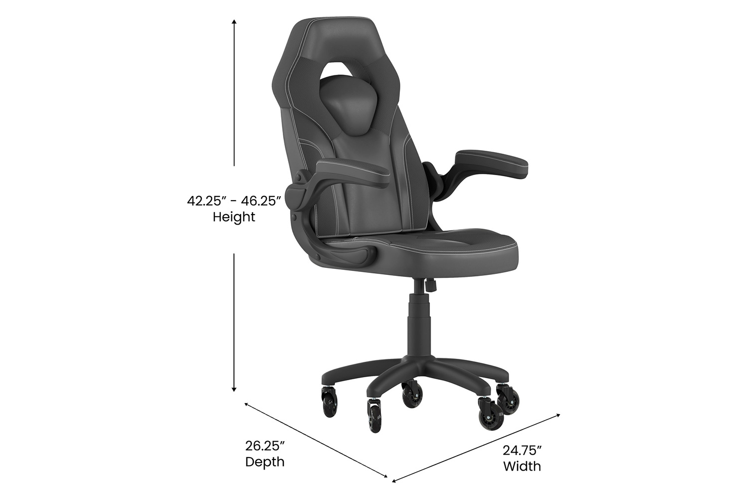 BLNK X10 Gaming Racing Office Computer PC Adjustable Chair with Flip-up Arms and Transparent Roller Wheels - Black