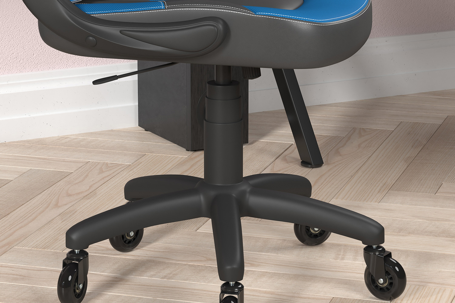 BLNK X10 Gaming Racing Office Computer PC Adjustable Chair with Flip-up Arms and Transparent Roller Wheels - Blue/Black