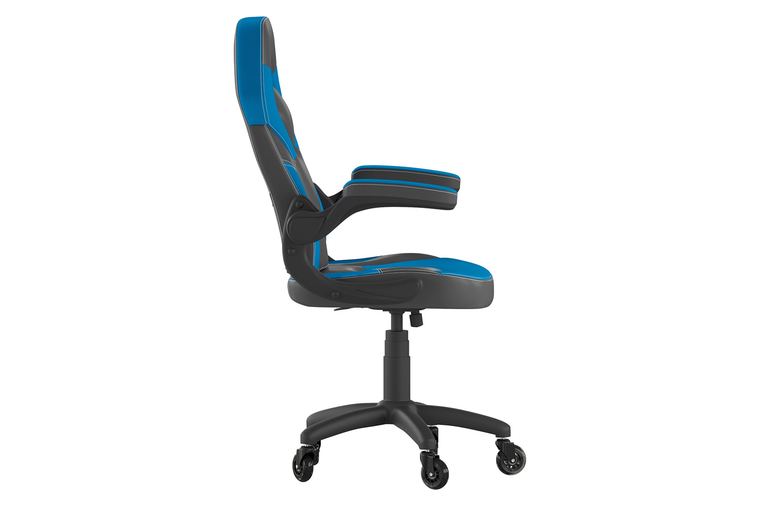 BLNK X10 Gaming Racing Office Computer PC Adjustable Chair with Flip-up Arms and Transparent Roller Wheels - Blue/Black