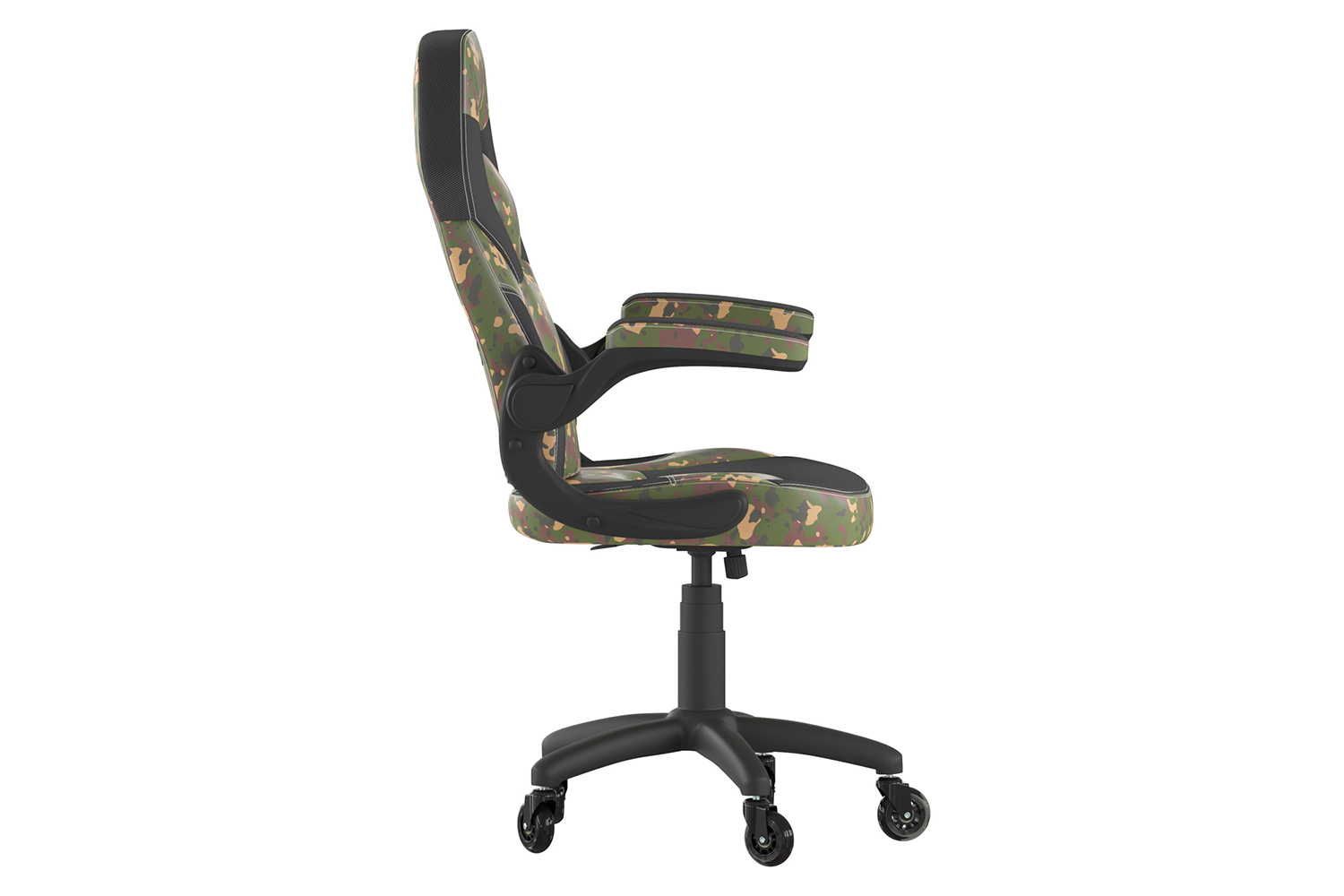 BLNK X10 Gaming Racing Computer PC Adjustable Chair with Flip-up Arms and Transparent Roller Wheels - Camouflage/Black