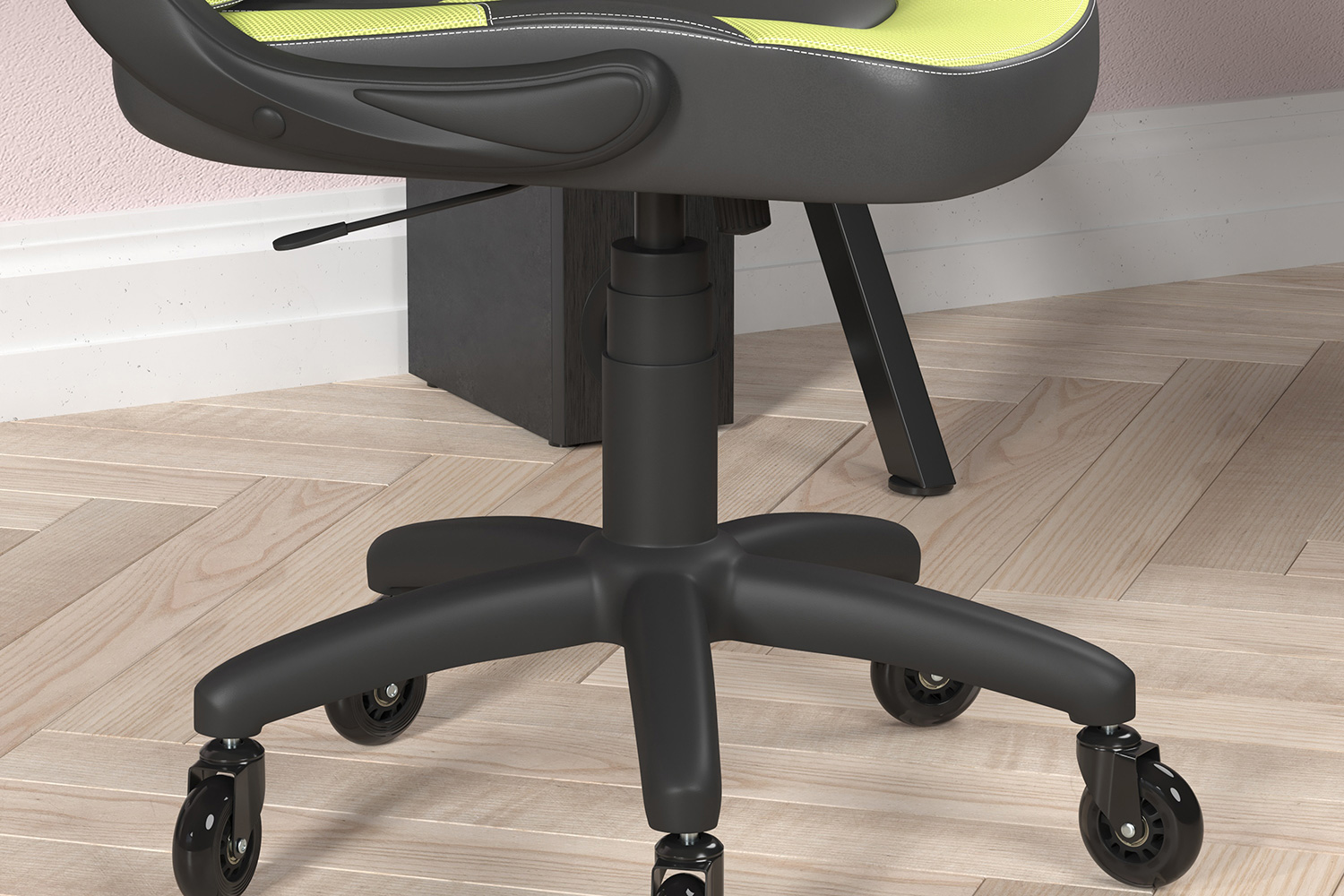 BLNK X10 Gaming Racing Computer PC Adjustable Chair with Flip-up Arms and Transparent Roller Wheels - Neon Green/Black