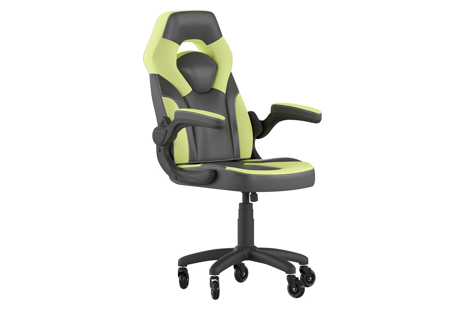 BLNK X10 Gaming Racing Computer PC Adjustable Chair with Flip-up Arms and Transparent Roller Wheels - Neon Green/Black