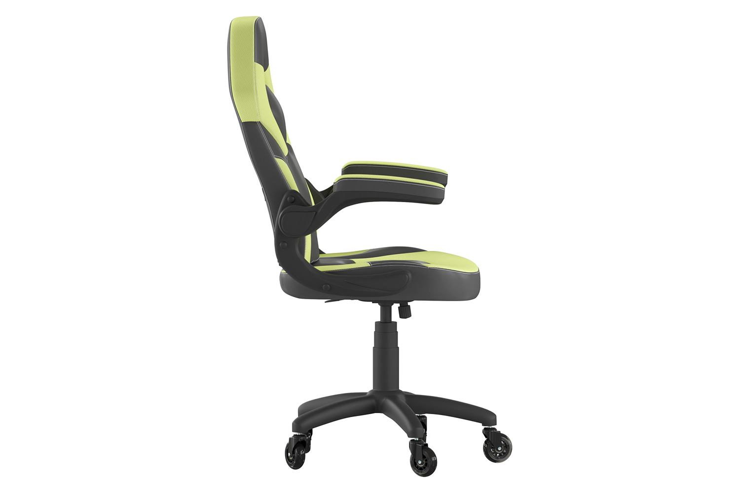 BLNK X10 Gaming Racing Computer PC Adjustable Chair with Flip-up Arms and Transparent Roller Wheels - Neon Green/Black