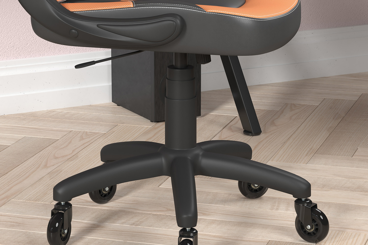 BLNK X10 Gaming Racing Office Computer PC Adjustable Chair with Flip-up Arms and Transparent Roller Wheels - Orange/Black