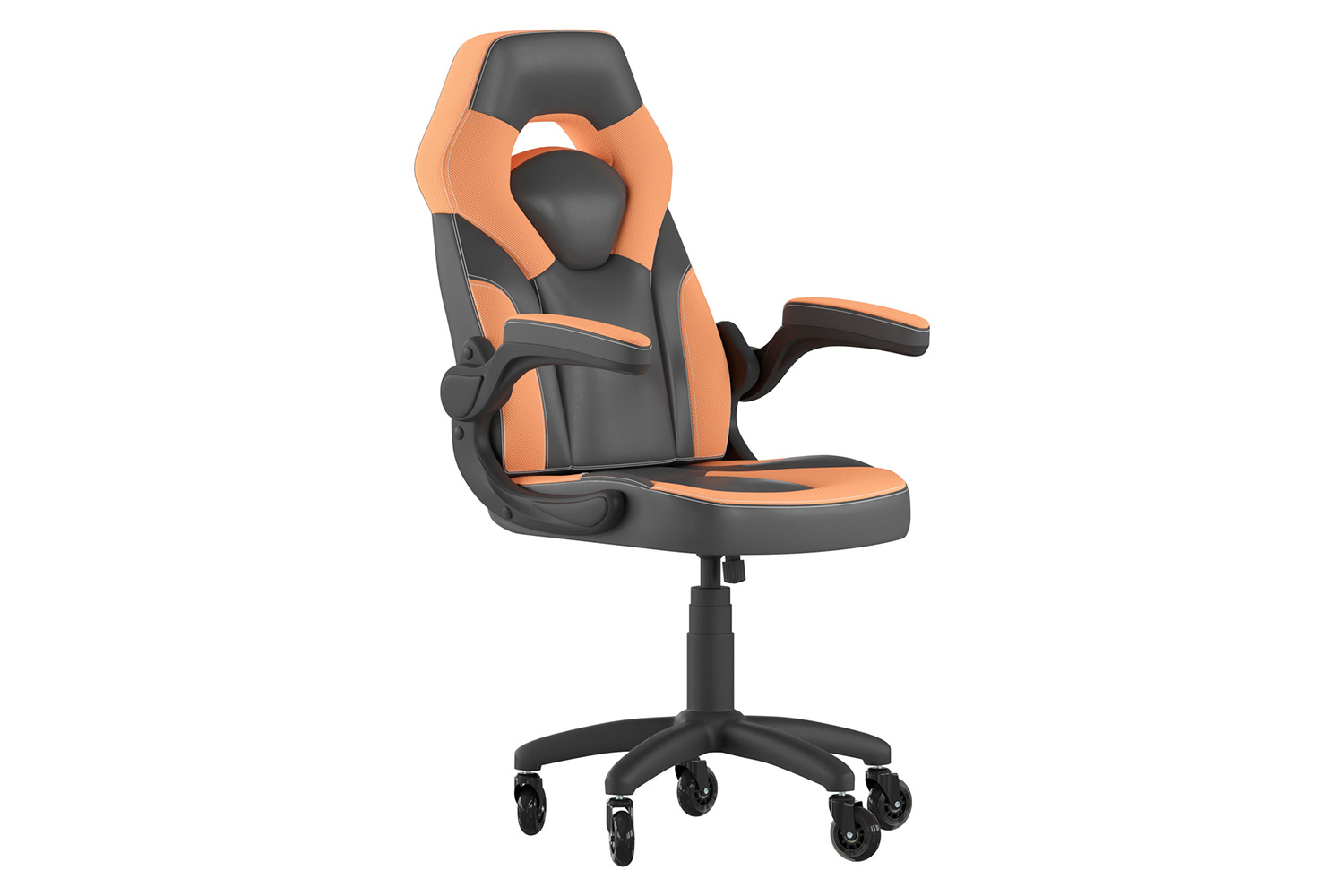 BLNK X10 Gaming Racing Office Computer PC Adjustable Chair with Flip-up Arms and Transparent Roller Wheels - Orange/Black