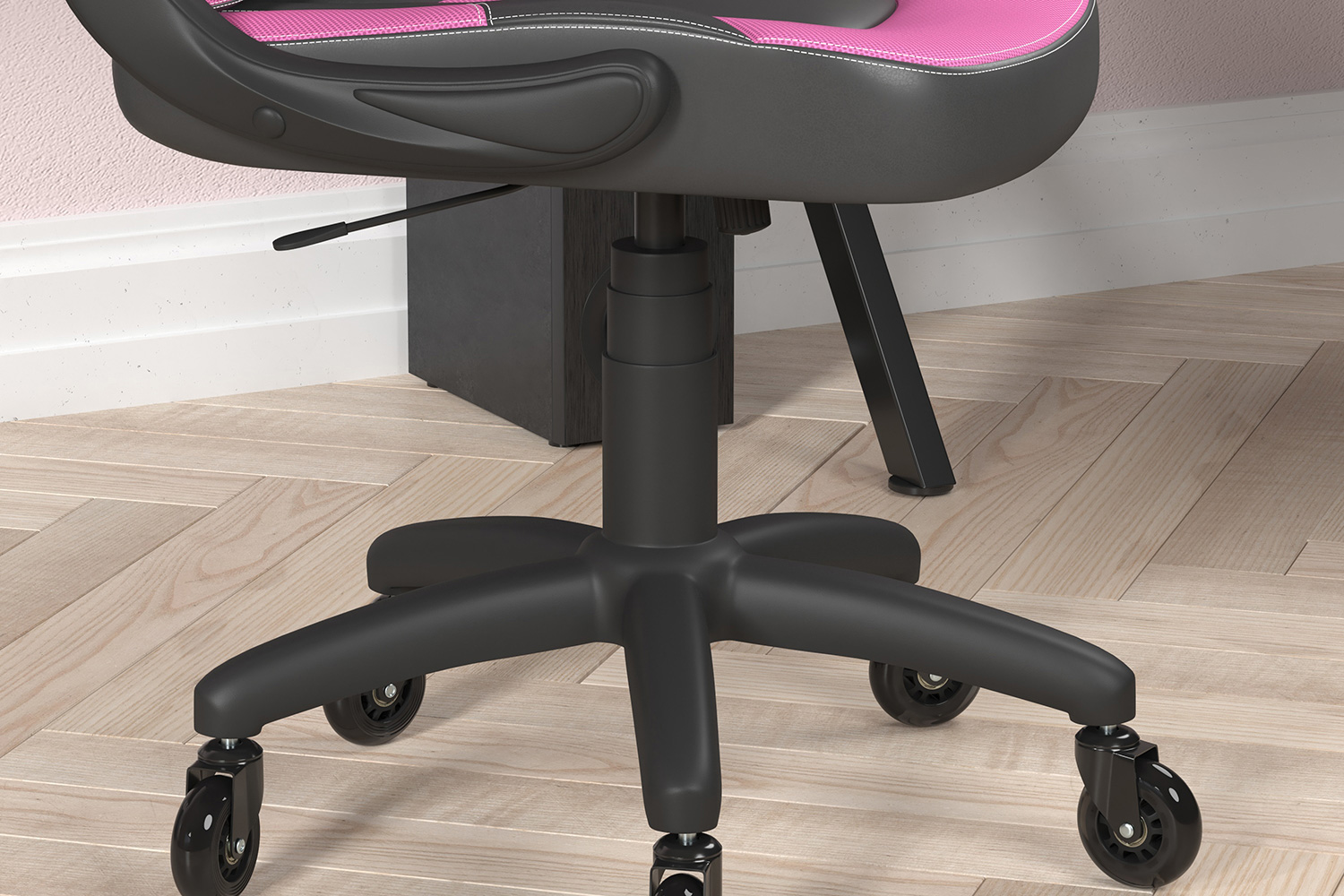 BLNK X10 Gaming Racing Office Computer PC Adjustable Chair with Flip-up Arms and Transparent Roller Wheels - Pink/Black