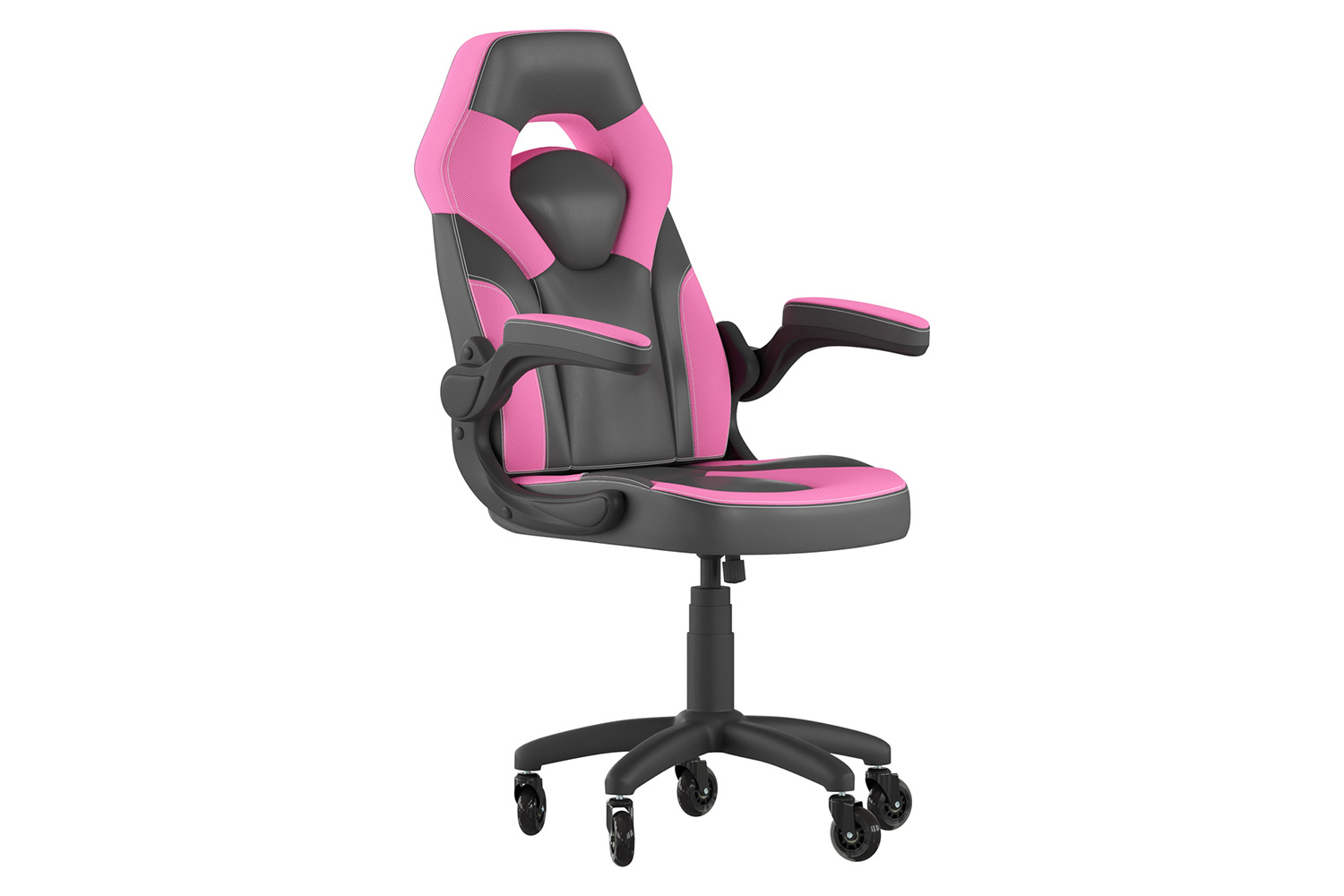 BLNK X10 Gaming Racing Office Computer PC Adjustable Chair with Flip-up Arms and Transparent Roller Wheels - Pink/Black