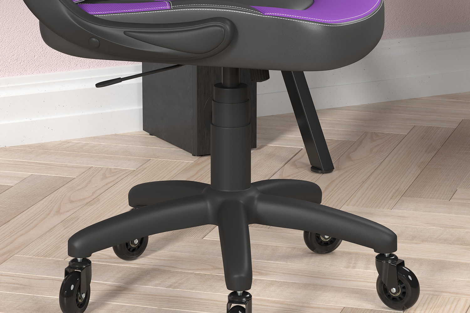 BLNK X10 Gaming Racing Office Computer PC Adjustable Chair with Flip-up Arms and Transparent Roller Wheels - Purple/Black