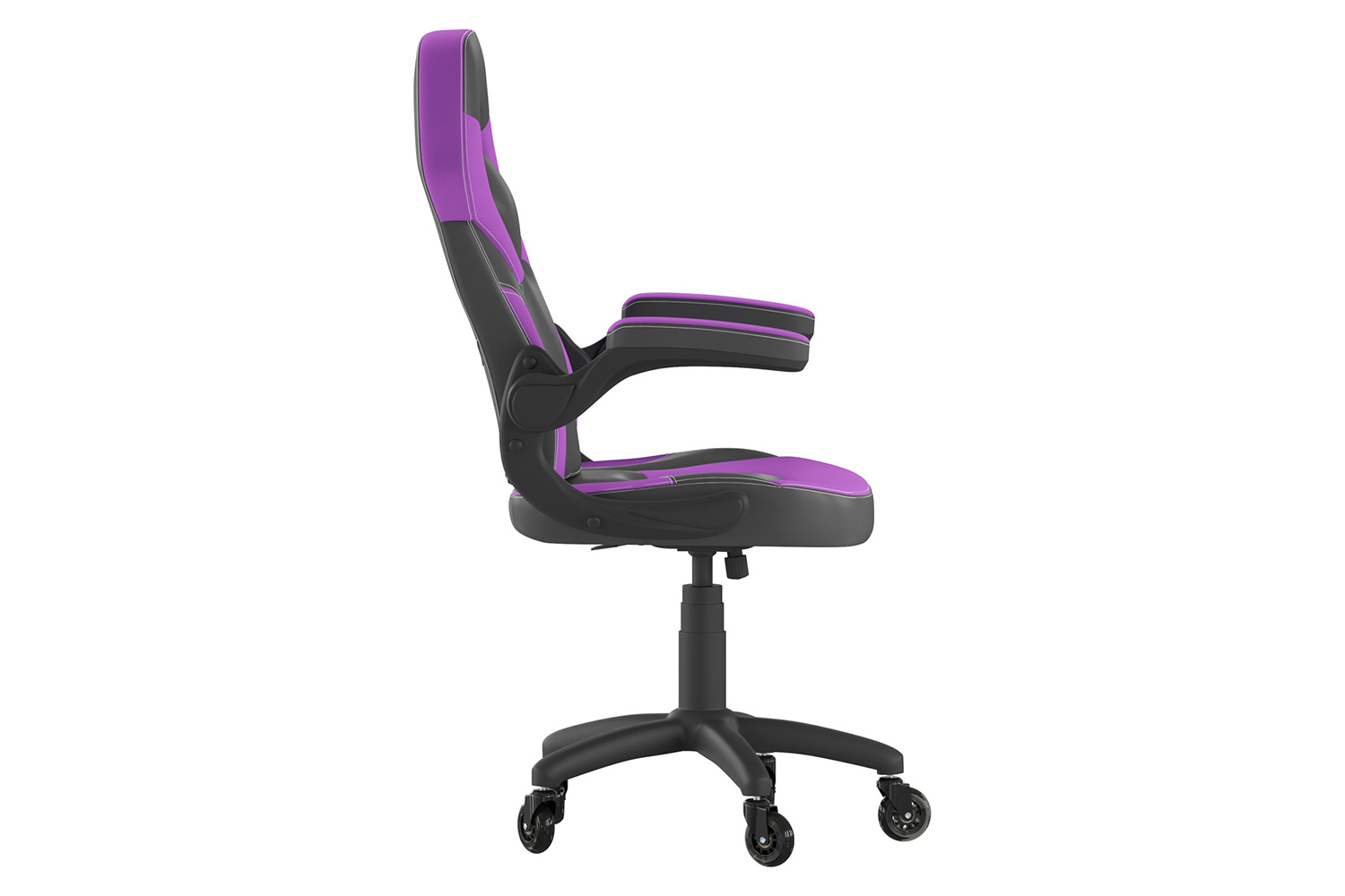 BLNK X10 Gaming Racing Office Computer PC Adjustable Chair with Flip-up Arms and Transparent Roller Wheels - Purple/Black