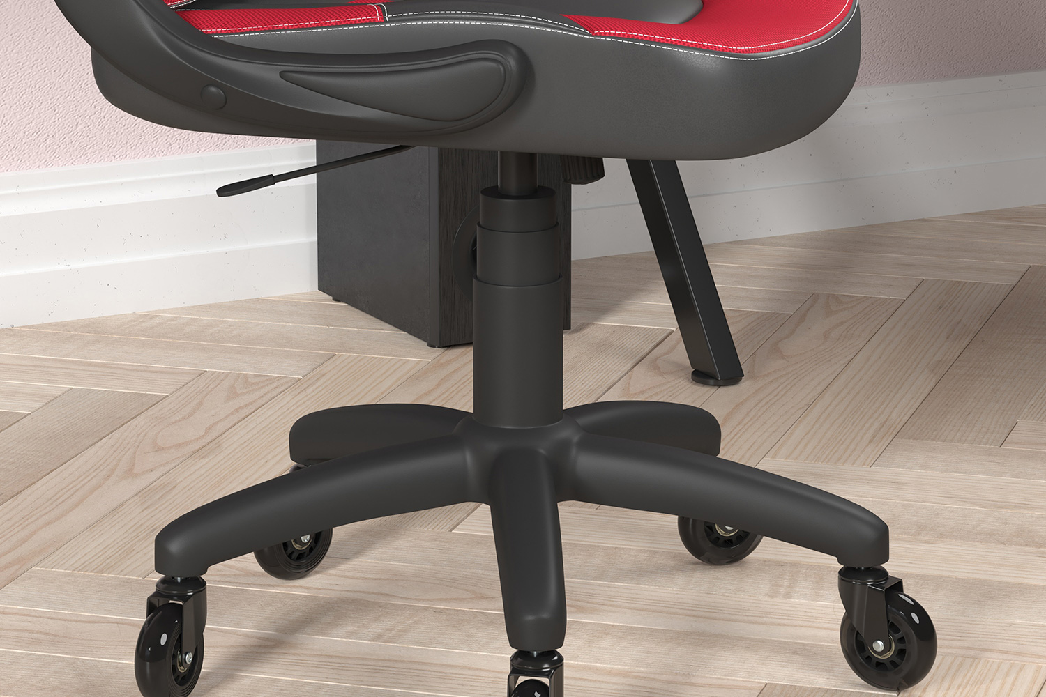 BLNK X10 Gaming Racing Office Computer PC Adjustable Chair with Flip-up Arms and Transparent Roller Wheels - Red/Black