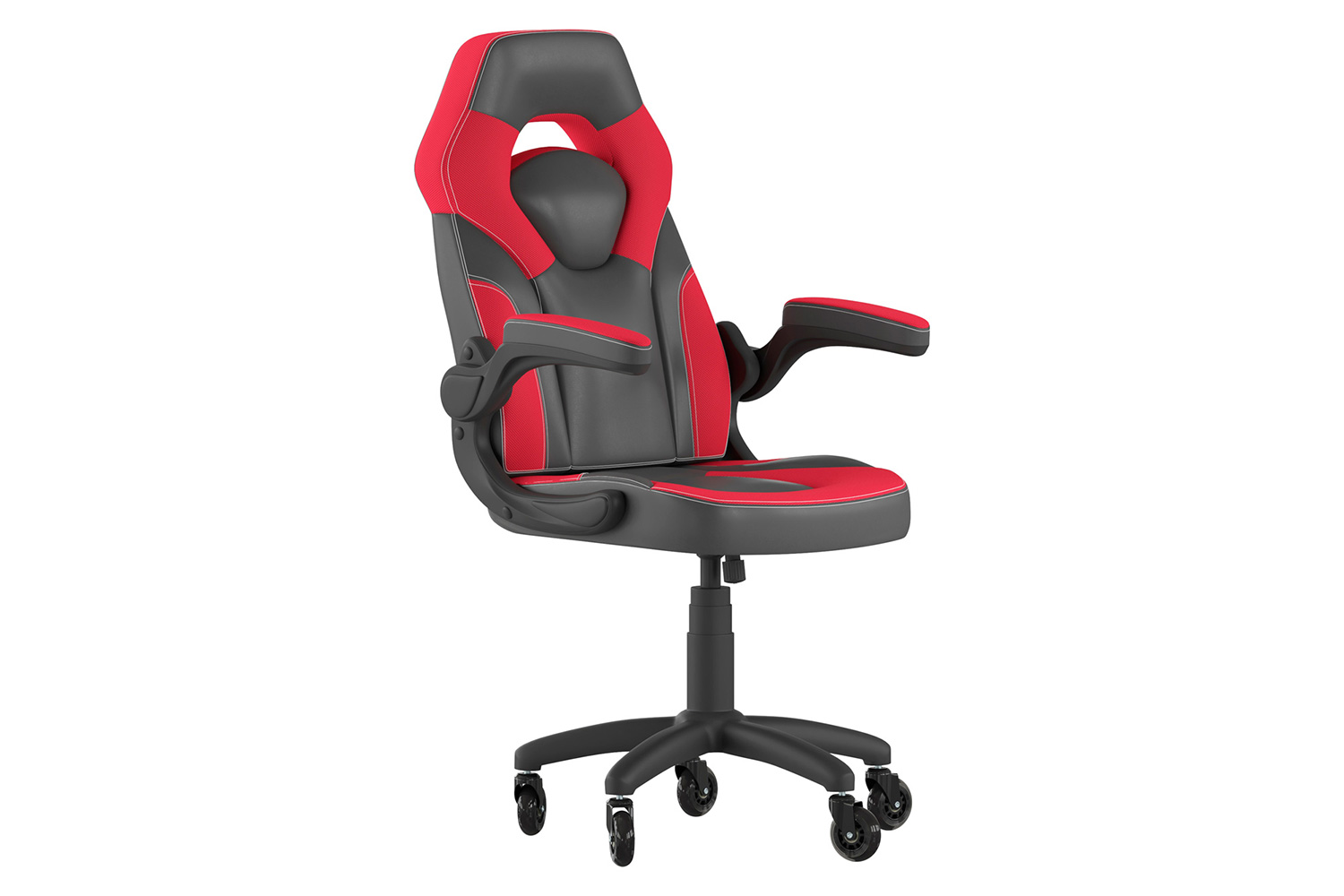 BLNK X10 Gaming Racing Office Computer PC Adjustable Chair with Flip-up Arms and Transparent Roller Wheels - Red/Black