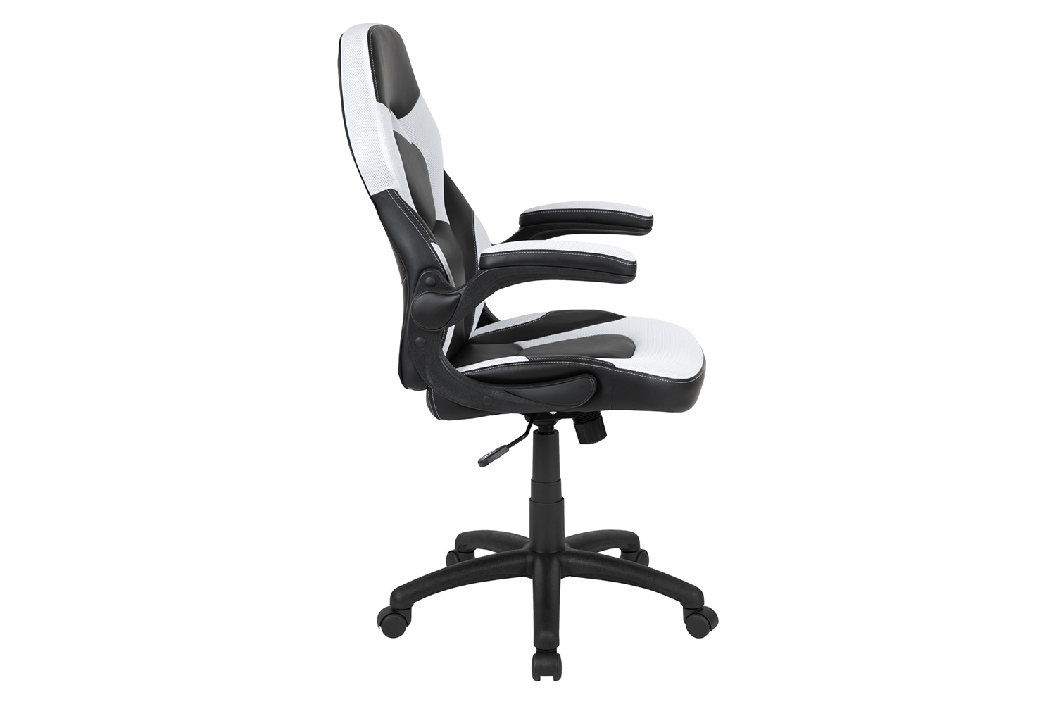 BLNK X10 Gaming Racing Office Ergonomic Computer PC Adjustable Swivel Chair with Flip-up Arms - White/Black