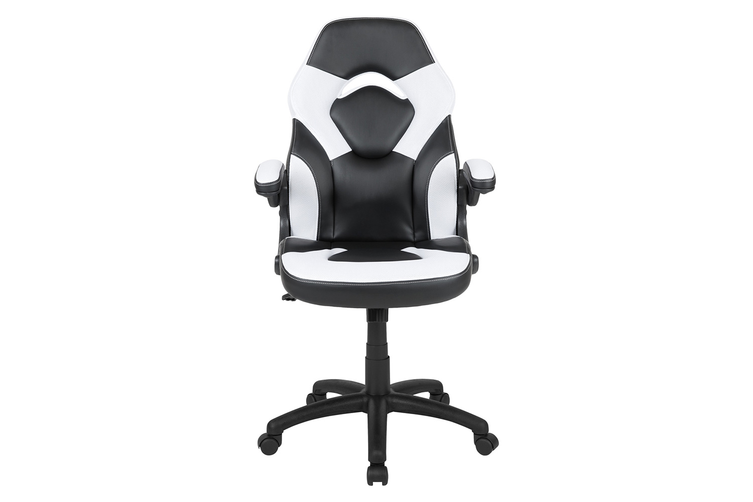 BLNK X10 Gaming Racing Office Ergonomic Computer PC Adjustable Swivel Chair with Flip-up Arms - White/Black