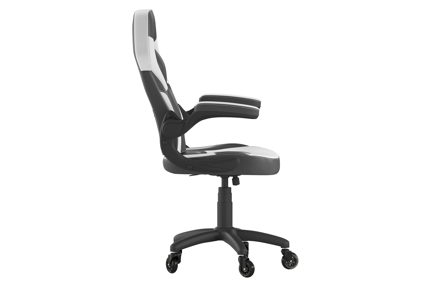 BLNK X10 Gaming Racing Office Computer PC Adjustable Chair with Flip-up Arms and Transparent Roller Wheels - White/Black