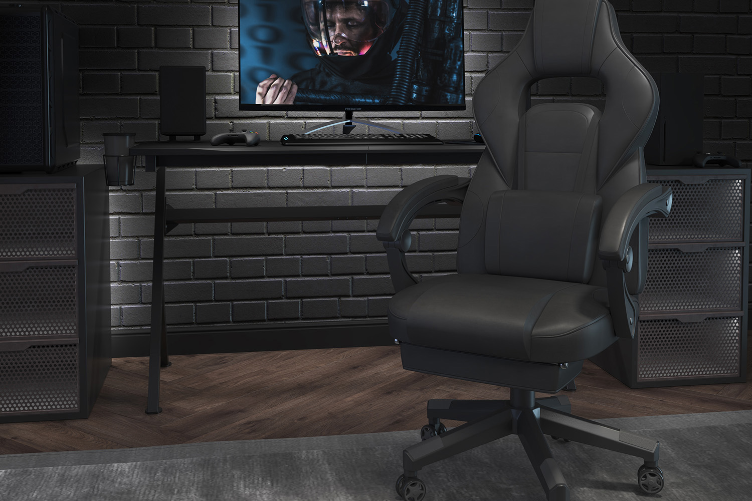 BLNK X40 Gaming Racing Ergonomic Computer Chair with Fully Reclining Back/Arms, Slide-Out Footrest, Massaging Lumbar