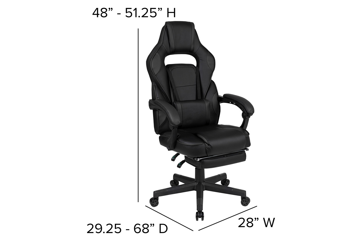 BLNK X40 Gaming Racing Ergonomic Computer Chair with Fully Reclining Back/Arms, Slide-Out Footrest, Massaging Lumbar - Black