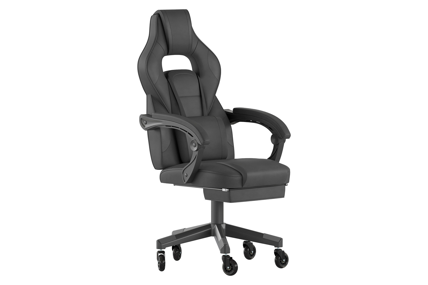 BLNK X40 Gaming Racing Computer Chair with Fully Reclining Back/Arms and Transparent Roller Wheels, Slide-Out Footrest - Black