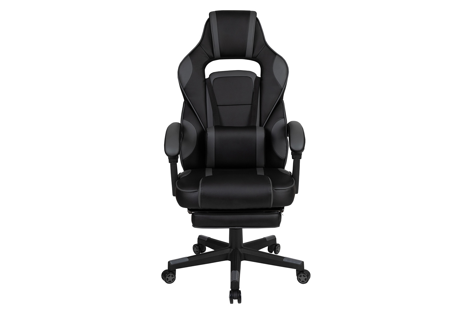 BLNK X40 Gaming Racing Ergonomic Computer Chair with Fully Reclining Back/Arms, Slide-Out Footrest, Massaging Lumbar - Black/Gray