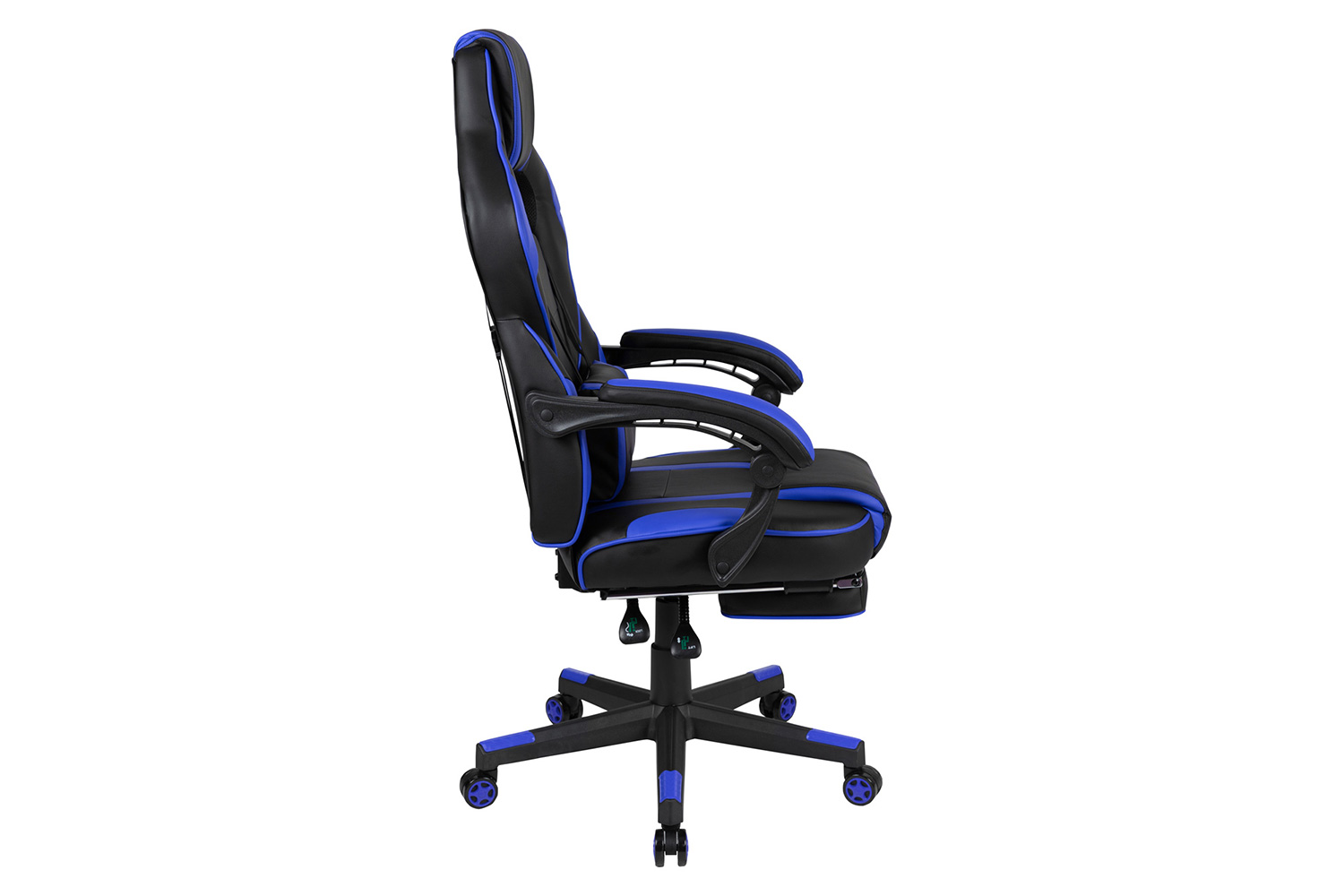 BLNK X40 Gaming Racing Ergonomic Computer Chair with Fully Reclining Back/Arms, Slide-Out Footrest, Massaging Lumbar - Black/Blue