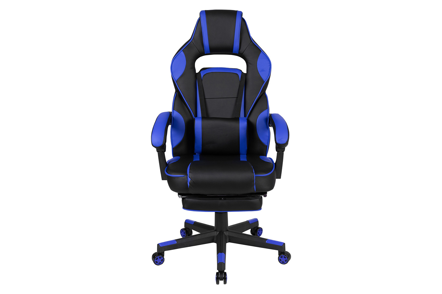 BLNK X40 Gaming Racing Ergonomic Computer Chair with Fully Reclining Back/Arms, Slide-Out Footrest, Massaging Lumbar - Black/Blue